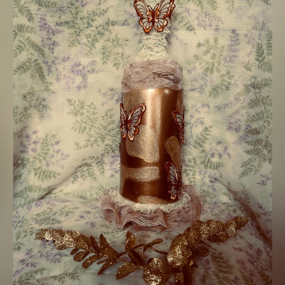 Hand Crafted Gypsy Bottle And Jar Set Butterflies & Flowers Meadow Set - Picture 14 of 15